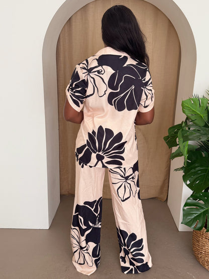 Noir Bloom Pants Set - All Season Fashion