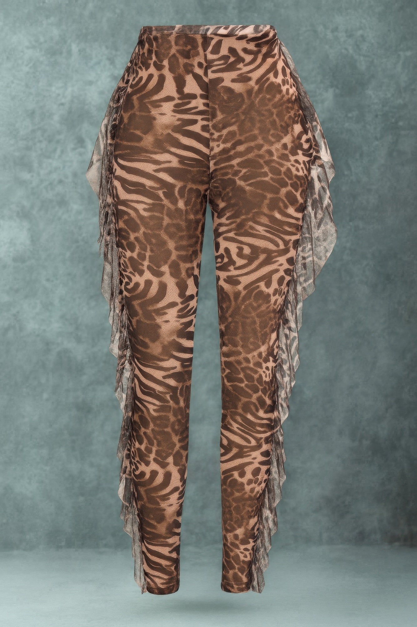 Leopard Side Ruffle Printed Pants - All Season Fashion