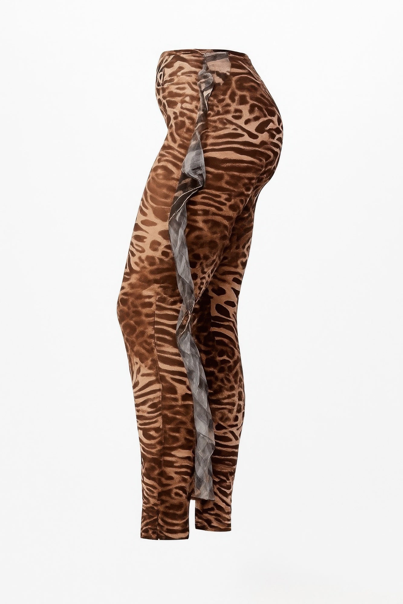 Leopard Side Ruffle Printed Pants - All Season Fashion