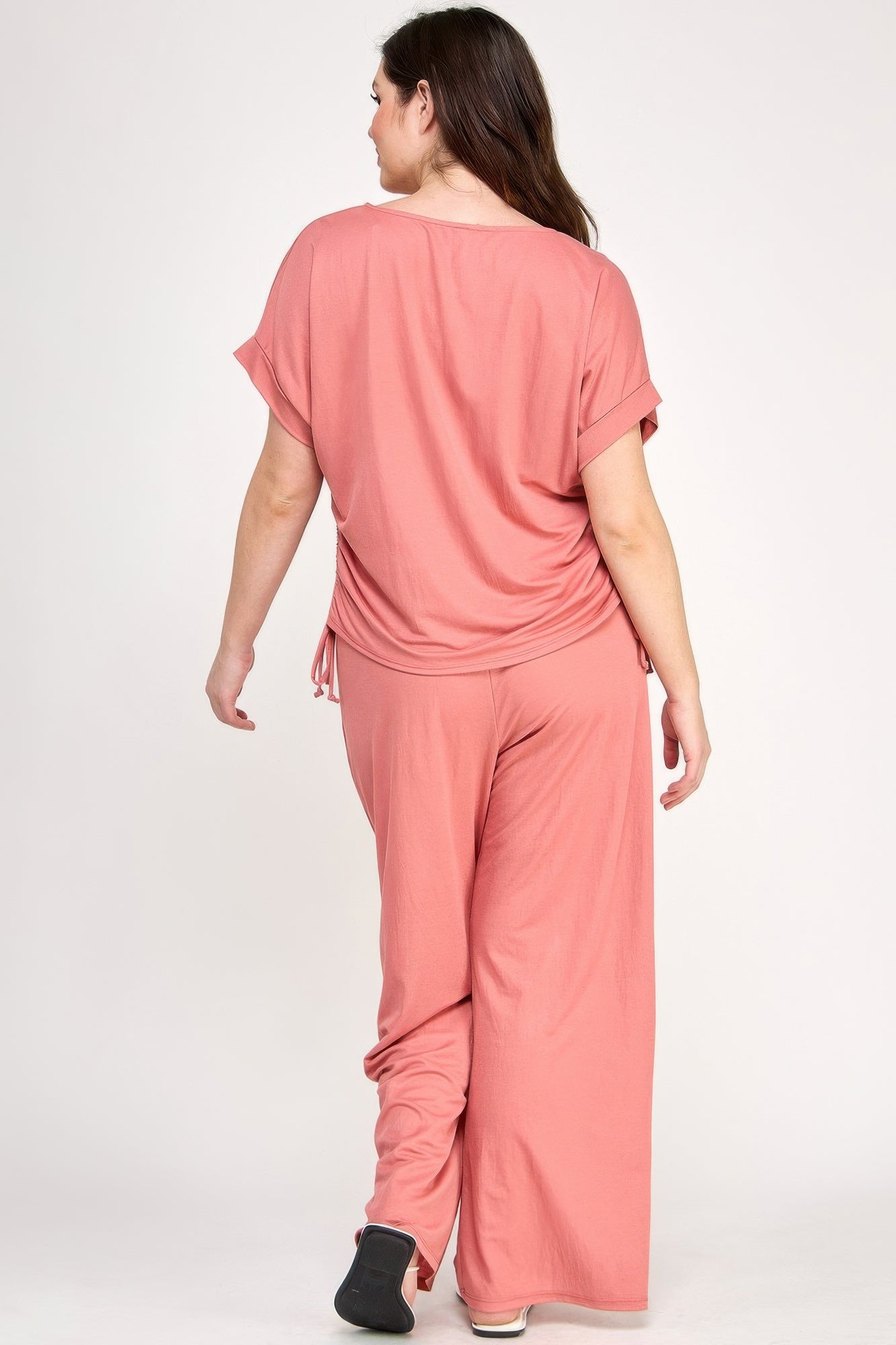 Plus Size Knit Linen Dolman Ruched Top - All Season Fashion