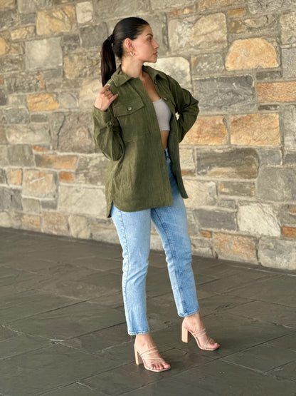 Oversized Corduroy Shacket Button Down Utility - All Season Fashion