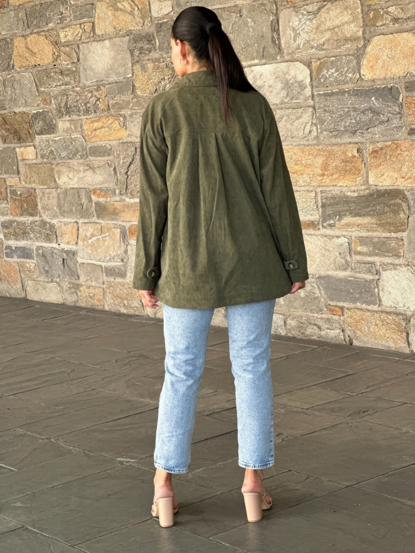 Oversized Corduroy Shacket Button Down Utility - All Season Fashion