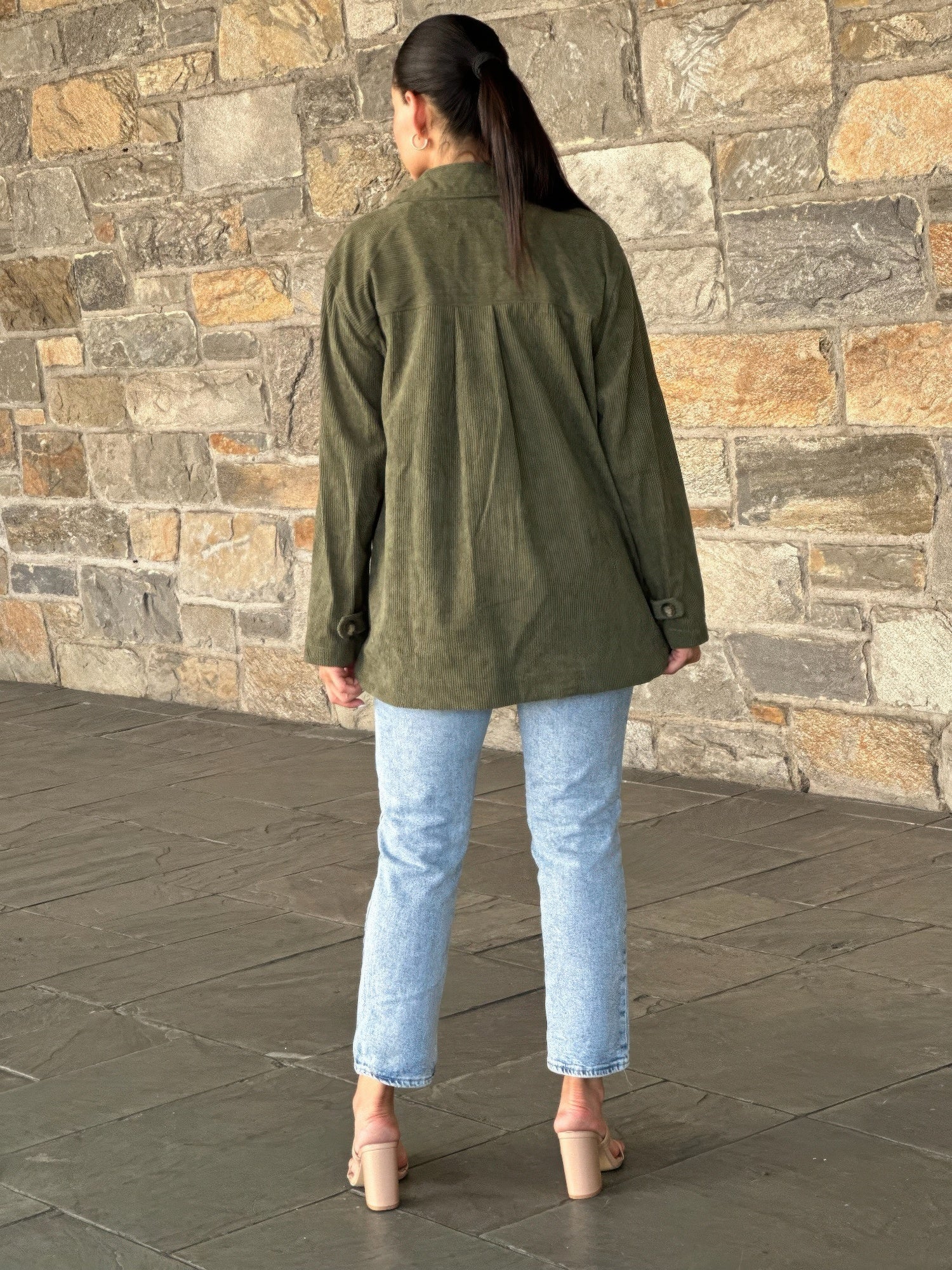 Oversized Corduroy Shacket Button Down Utility - All Season Fashion