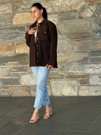 Oversized Corduroy Shacket Button Down Utility - All Season Fashion