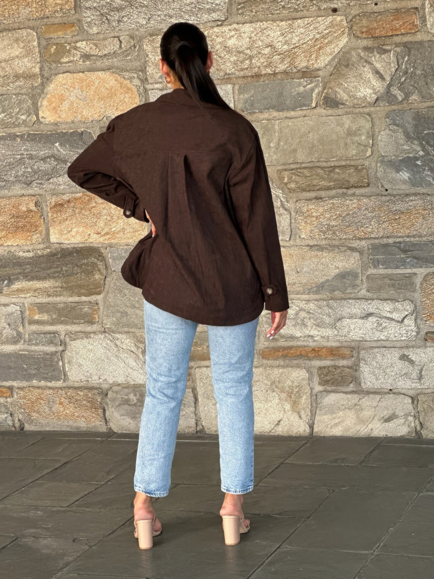 Oversized Corduroy Shacket Button Down Utility - All Season Fashion