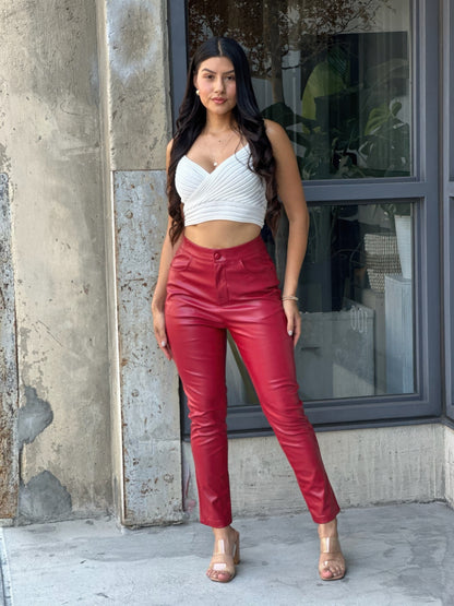 High Waisted Faux Leather Pu Skinny Jeans - All Season Fashion