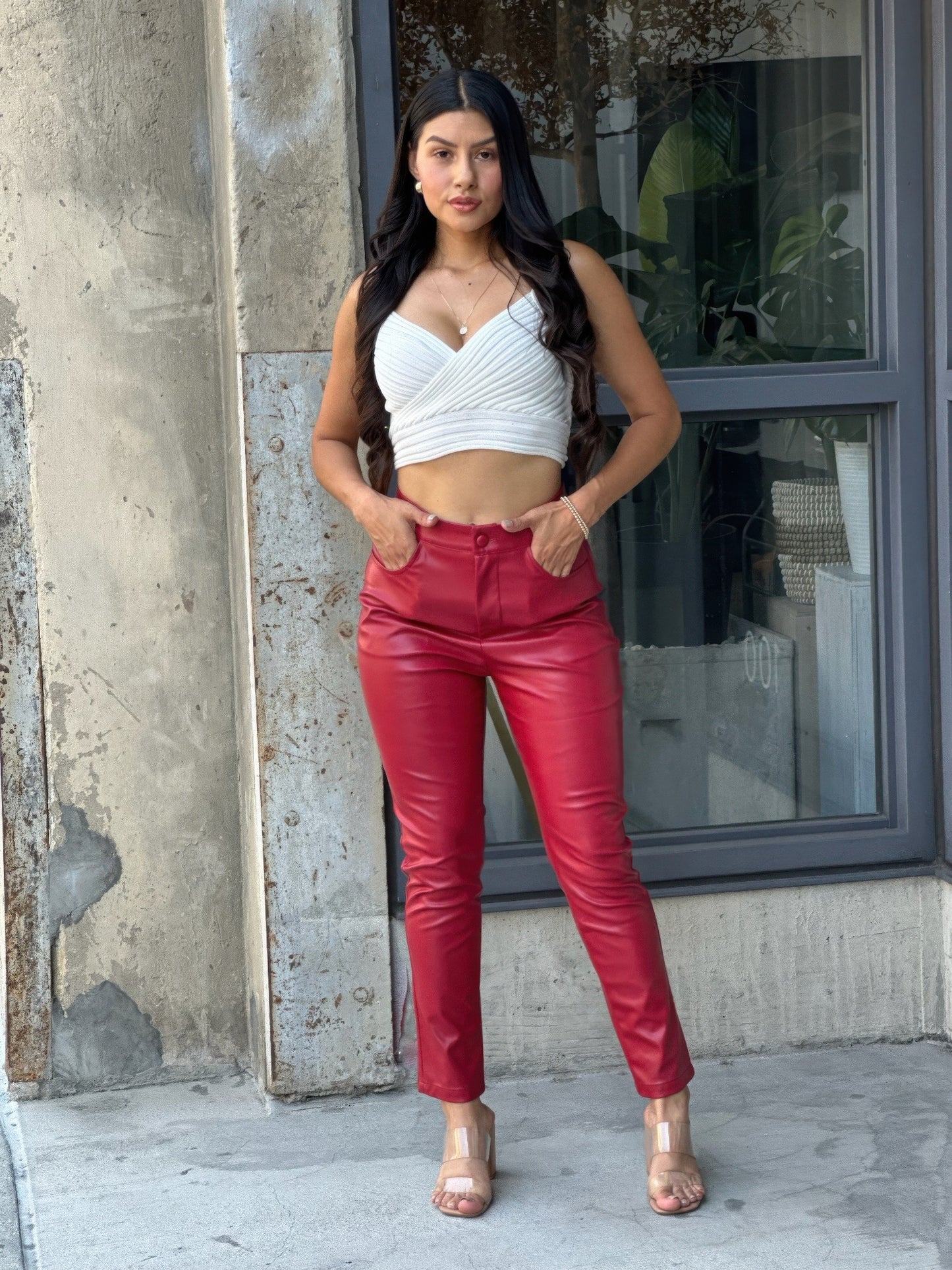 High Waisted Faux Leather Pu Skinny Jeans - All Season Fashion