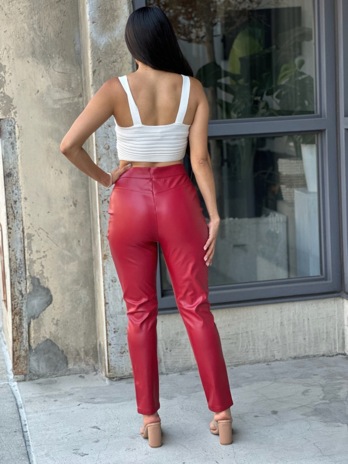 High Waisted Faux Leather Pu Skinny Jeans - All Season Fashion