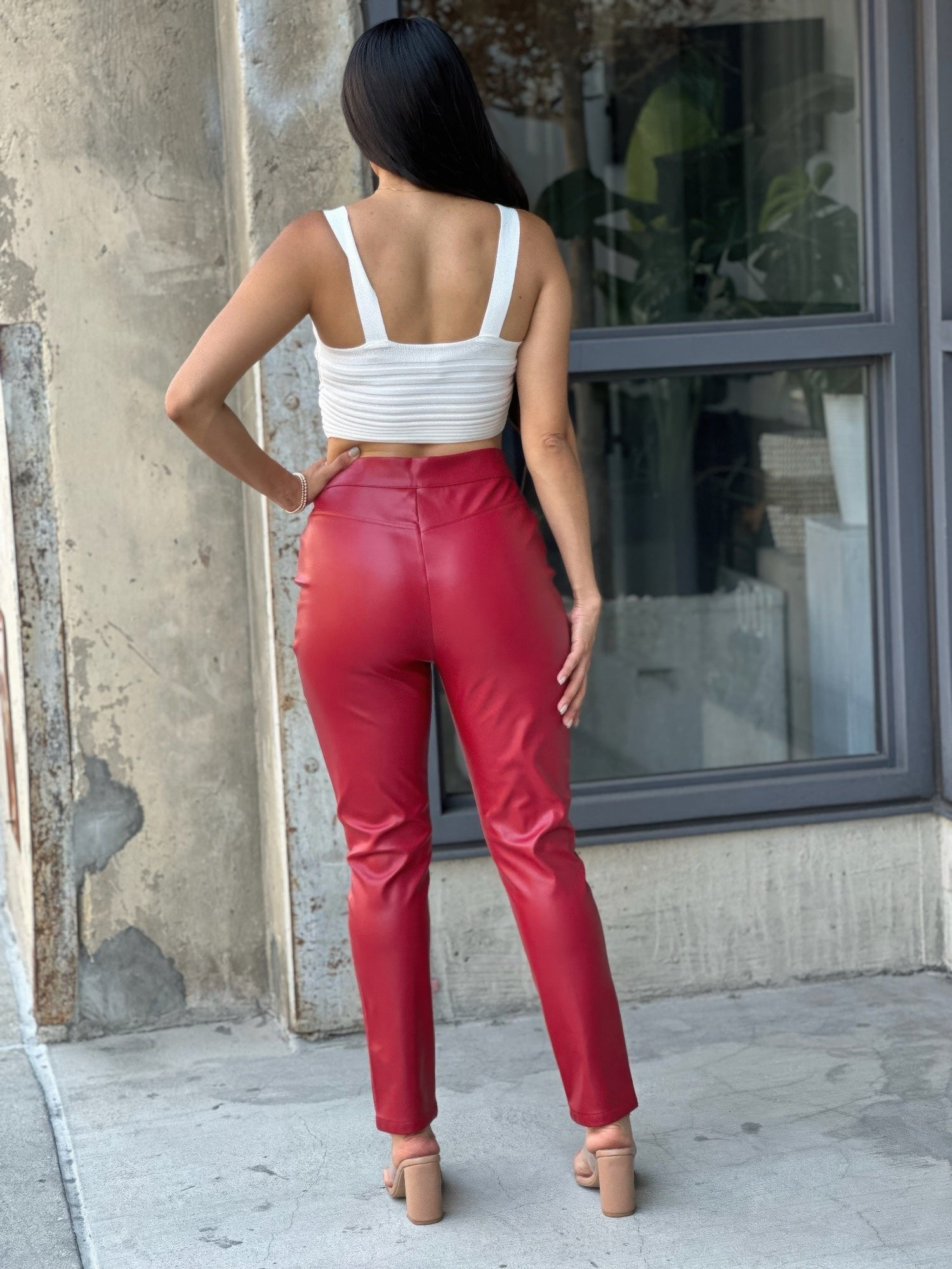 High Waisted Faux Leather Pu Skinny Jeans - All Season Fashion