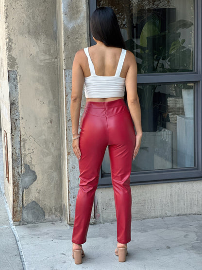 High Waisted Faux Leather Pu Skinny Jeans - All Season Fashion