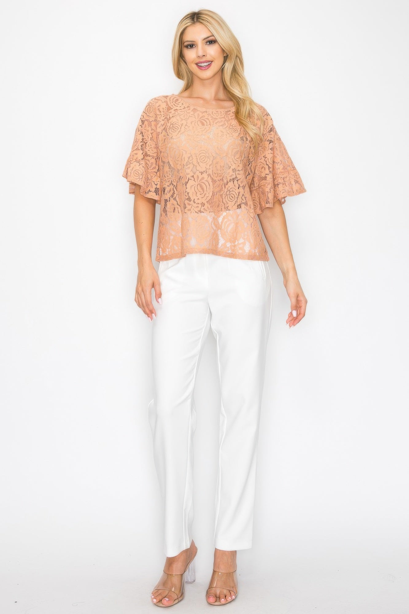 Floral Embroidered Crochet Lace Boxy Blouse Top - All Season Fashion