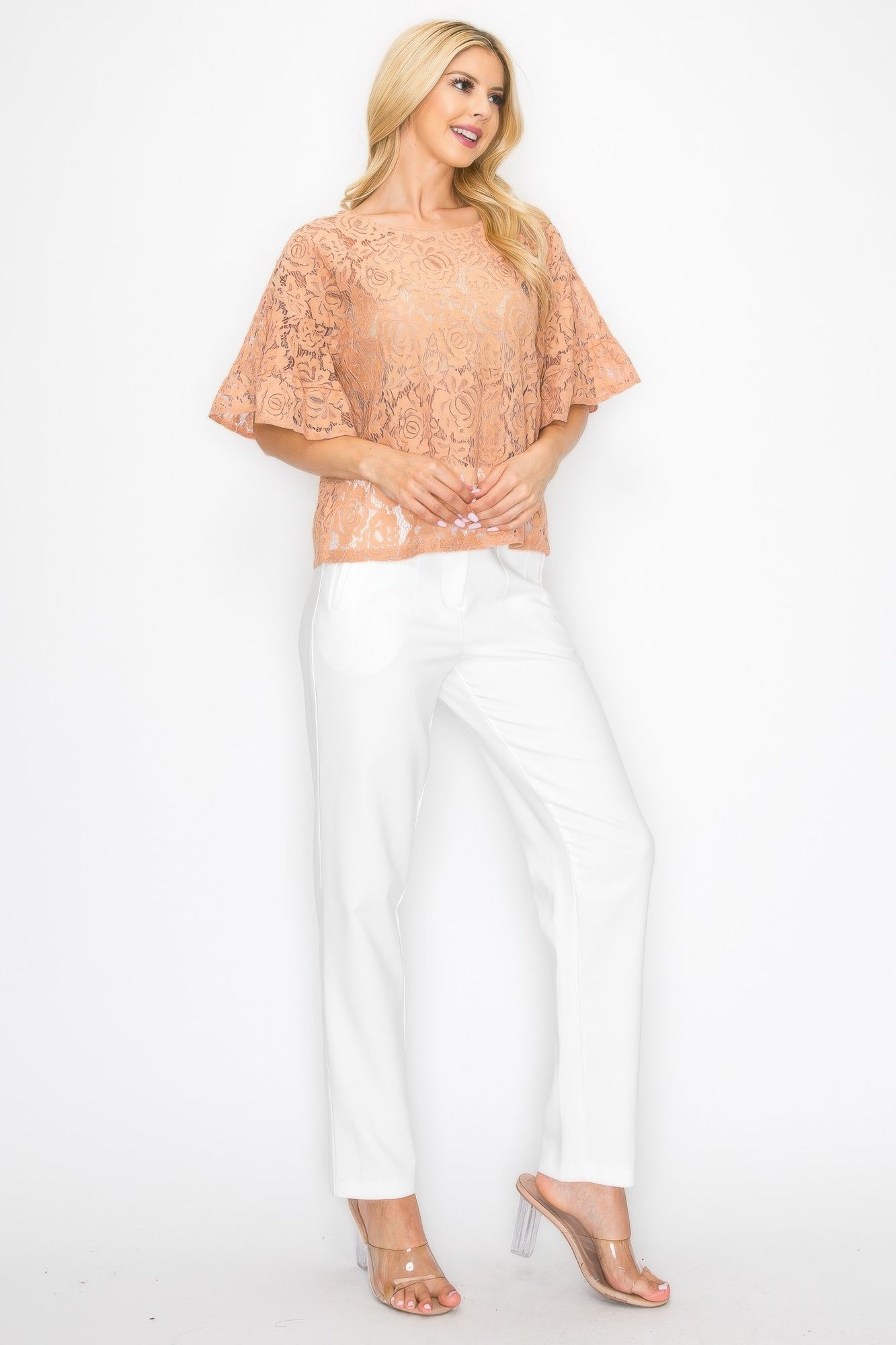 Floral Embroidered Crochet Lace Boxy Blouse Top - All Season Fashion