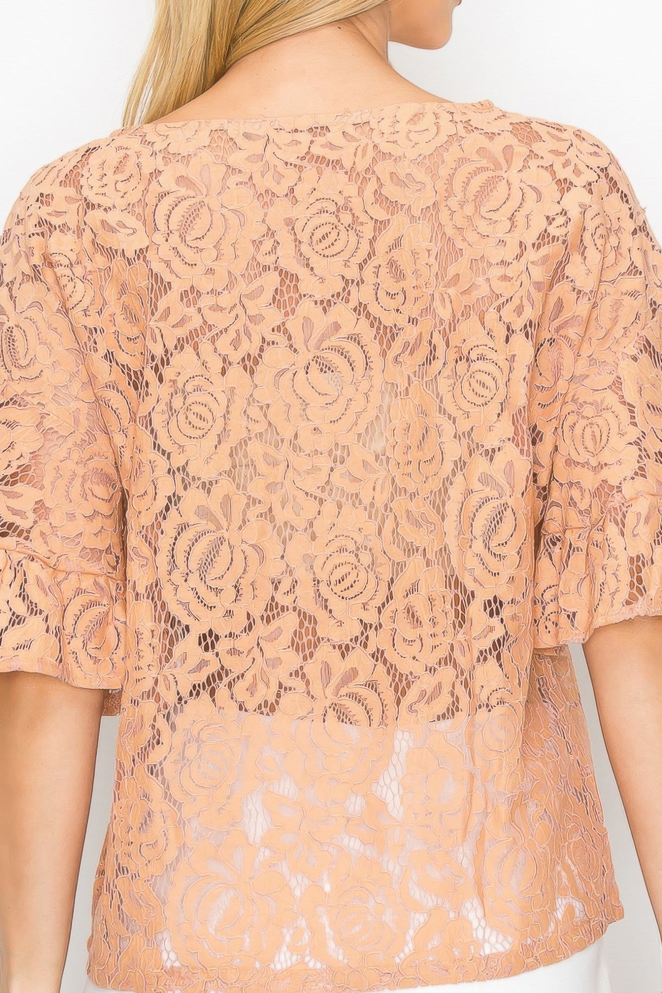 Floral Embroidered Crochet Lace Boxy Blouse Top - All Season Fashion