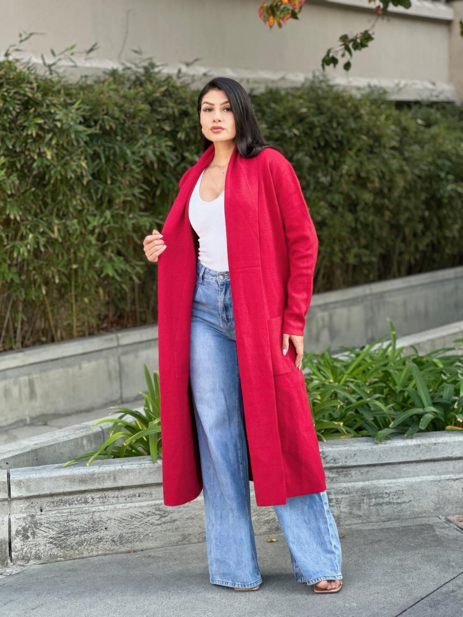 Clover Fine Knit Midi Cardi Cardigan With Pockets - All Season Fashion