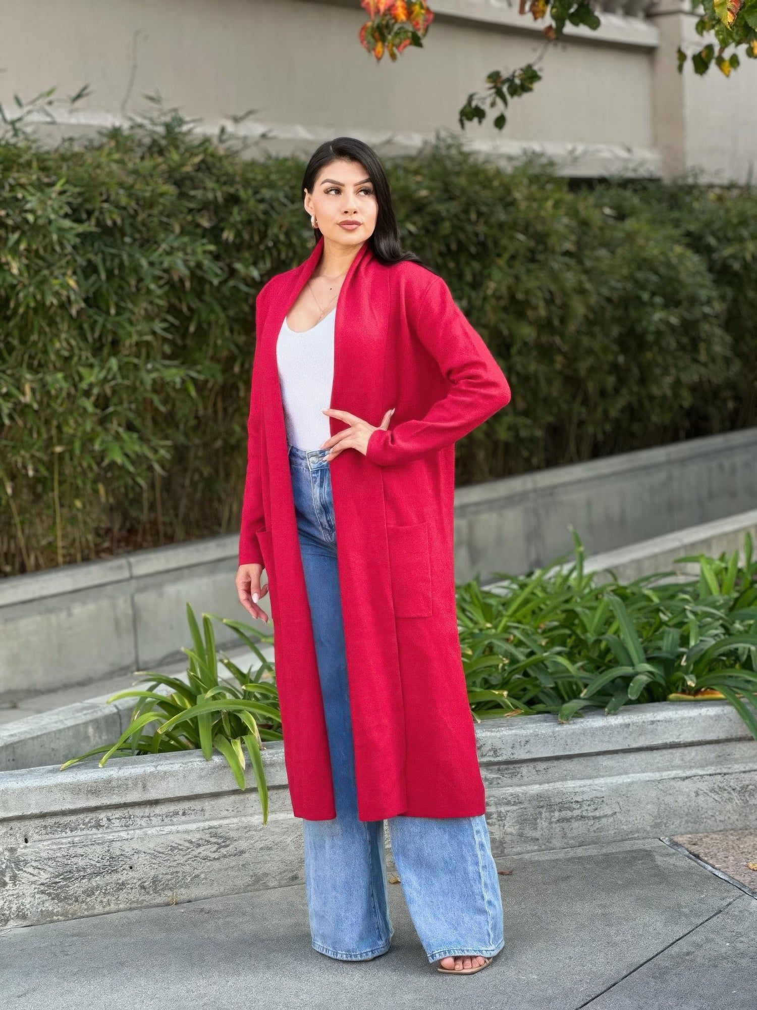 Clover Fine Knit Midi Cardi Cardigan With Pockets - All Season Fashion