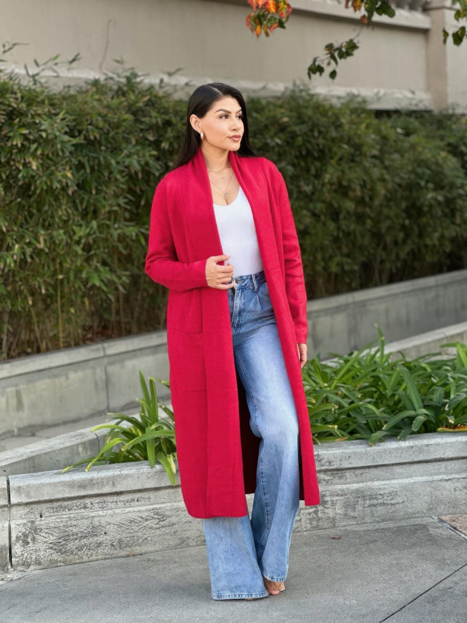 Clover Fine Knit Midi Cardi Cardigan With Pockets - All Season Fashion