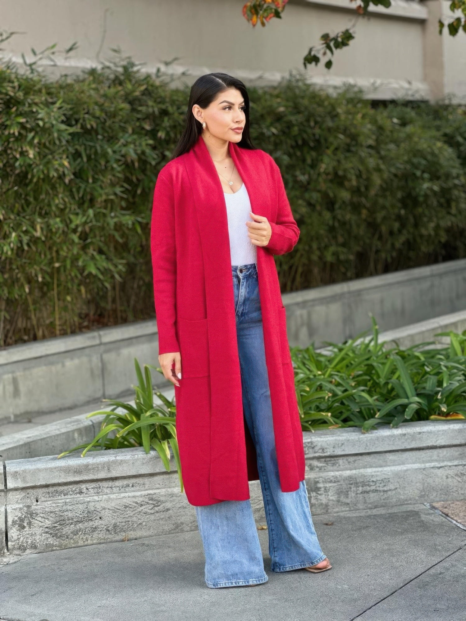 Clover Fine Knit Midi Cardi Cardigan With Pockets - All Season Fashion