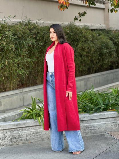 Clover Fine Knit Midi Cardi Cardigan With Pockets - All Season Fashion