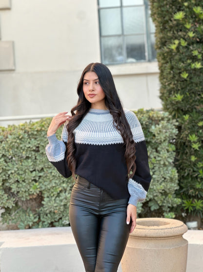 Neutral Color Block Knit Pull Out Sweater - All Season Fashion