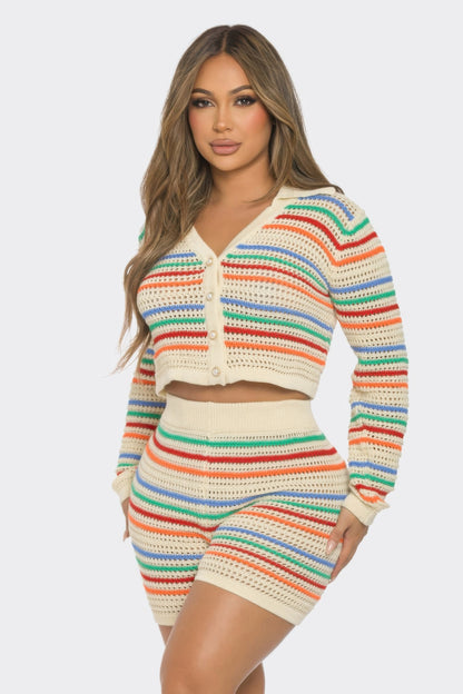 Striped Knit Set - All Season Fashion