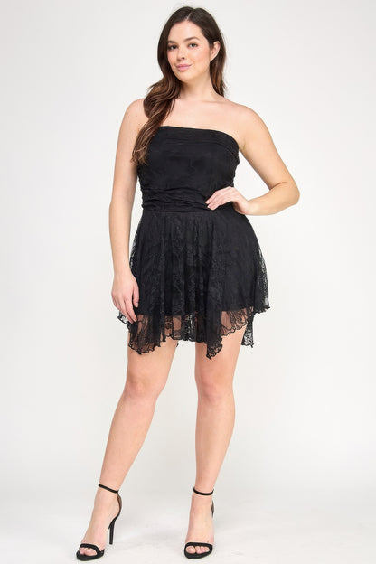 Plus Size Ots Lace Overlay Assym Dress - All Season Fashion