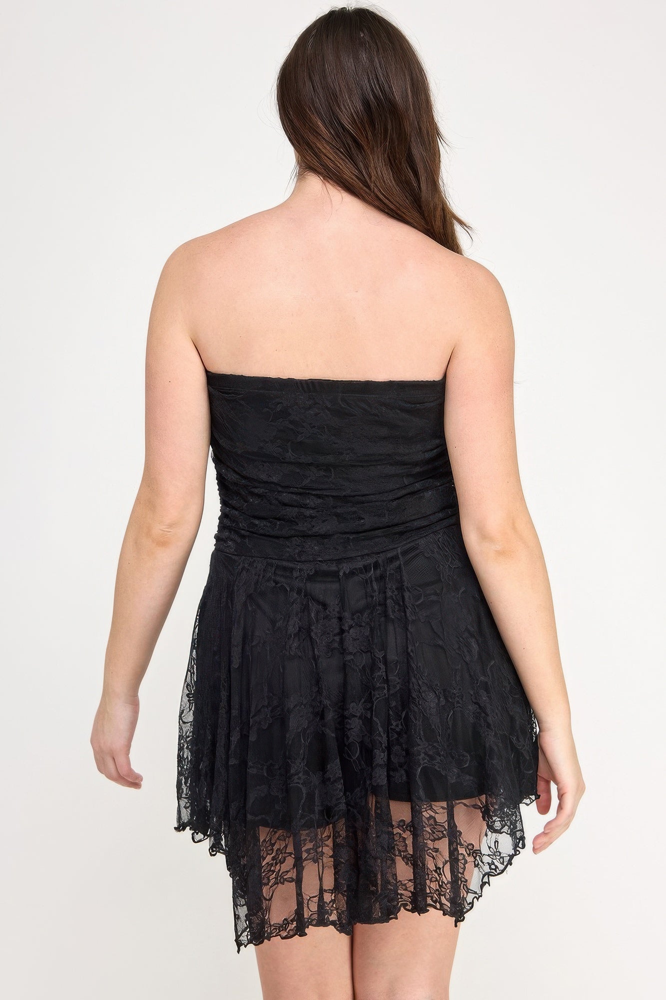Plus Size Ots Lace Overlay Assym Dress - All Season Fashion