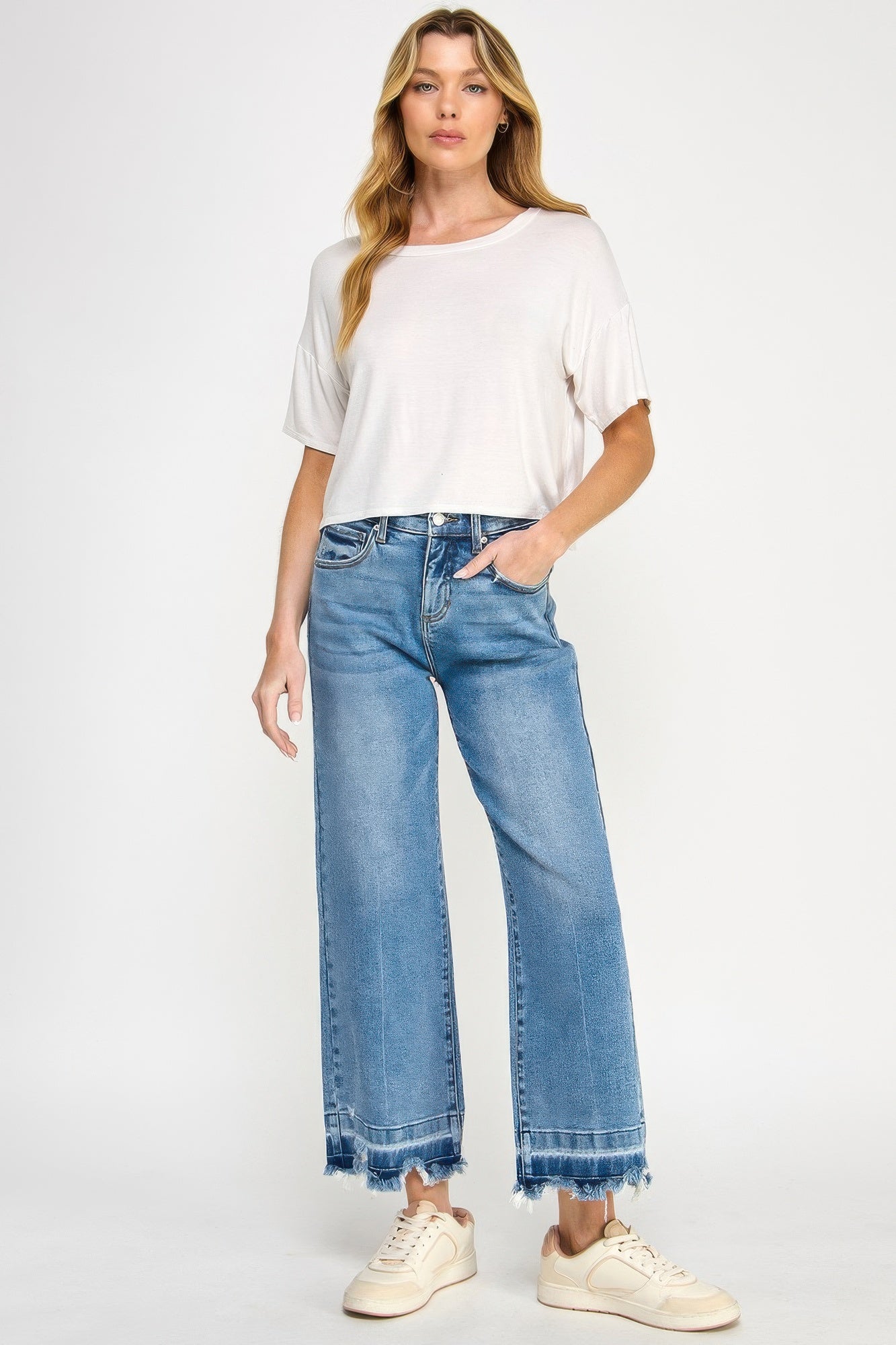 Tummy Control High Rise Crop Wide W/ Released Hem - All Season Fashion