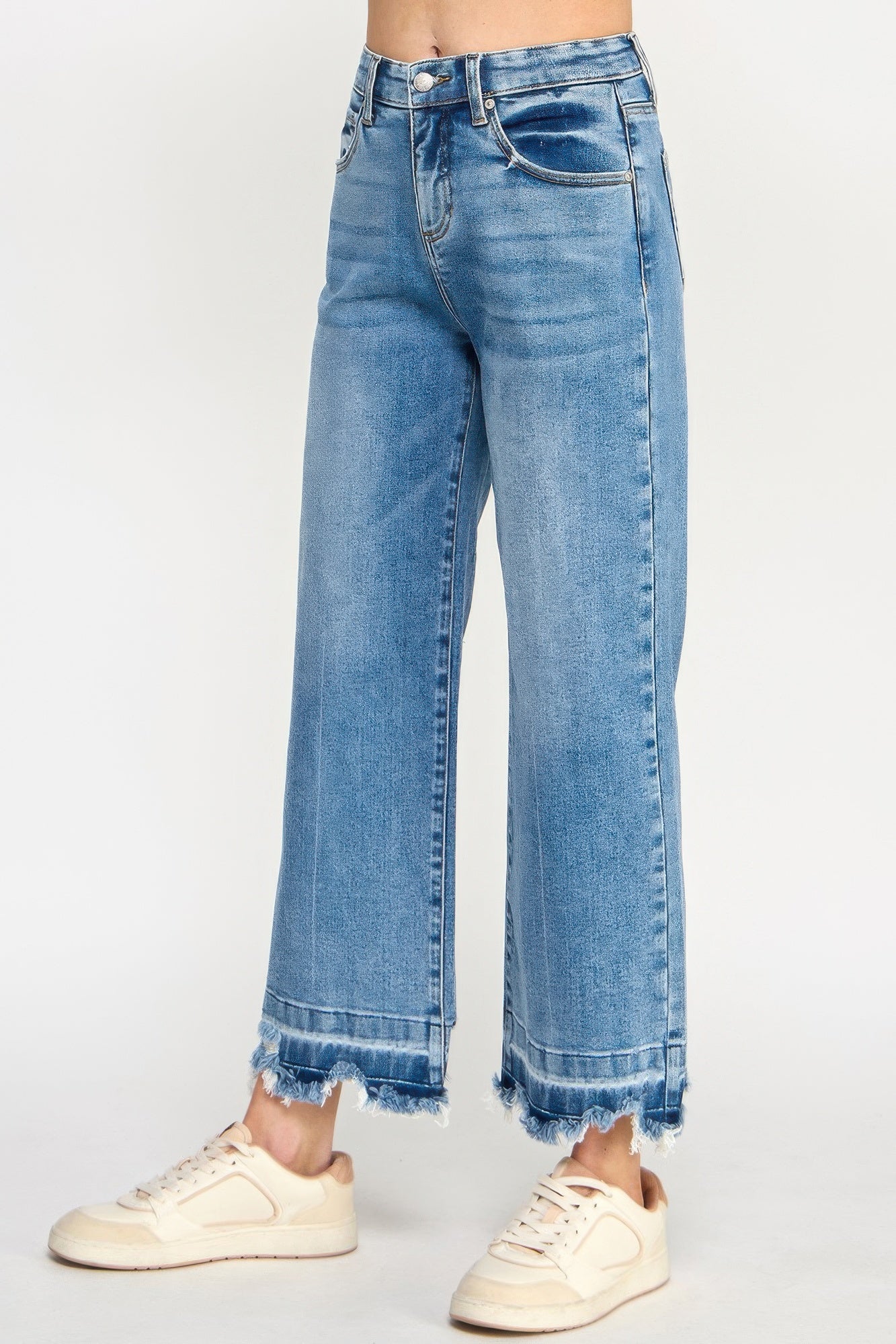 Tummy Control High Rise Crop Wide W/ Released Hem - All Season Fashion