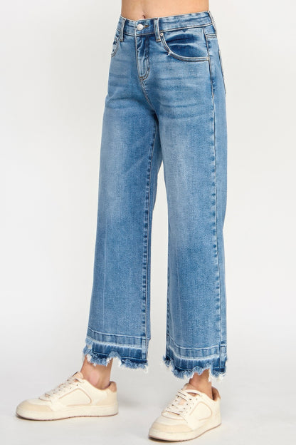 Tummy Control High Rise Crop Wide W/ Released Hem - All Season Fashion