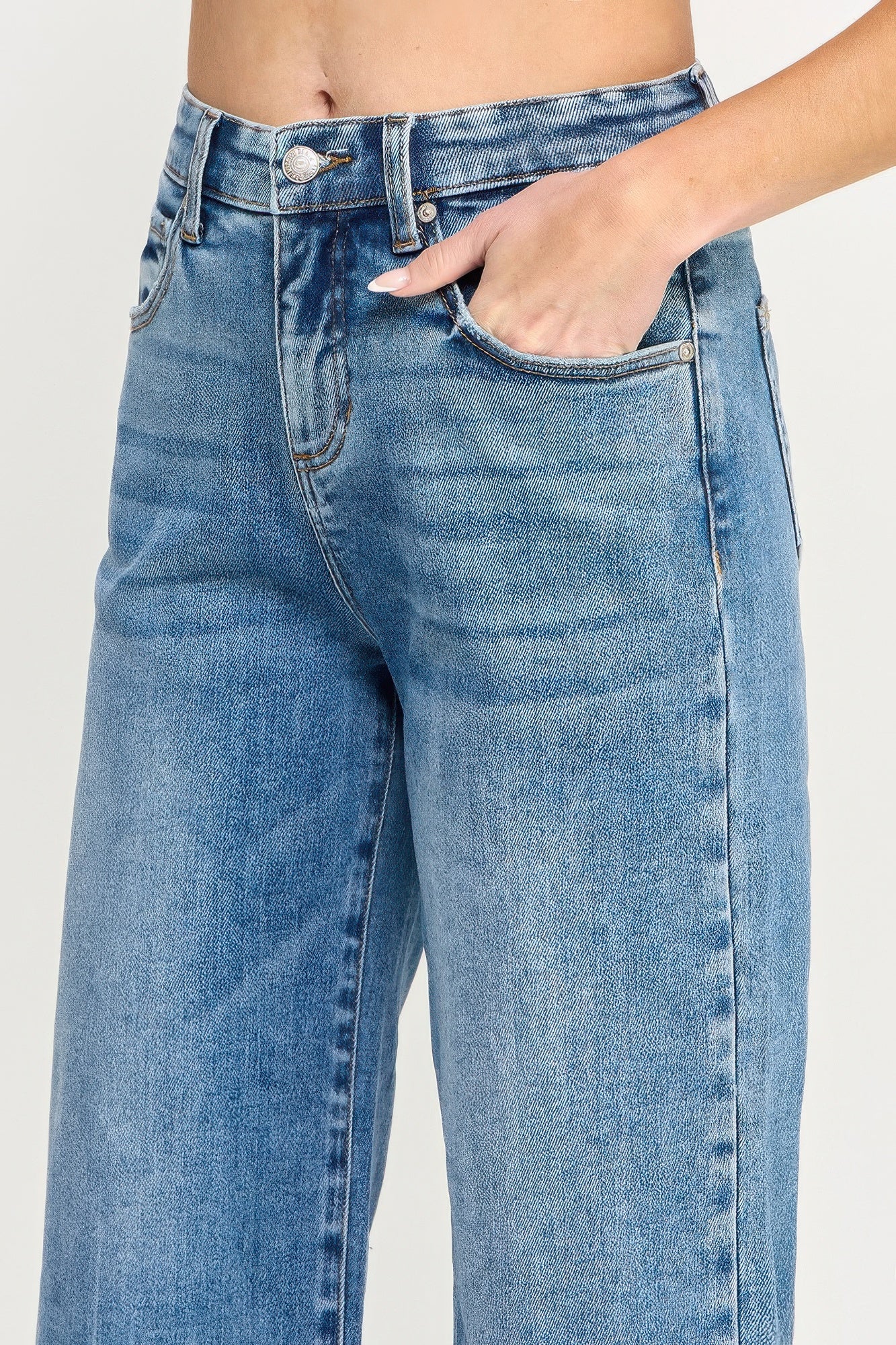 Tummy Control High Rise Crop Wide W/ Released Hem - All Season Fashion