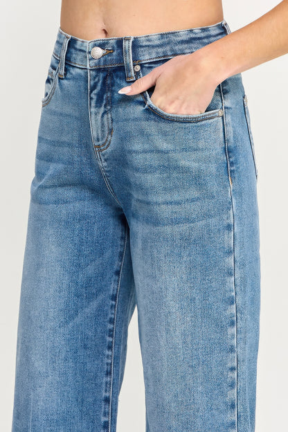 Tummy Control High Rise Crop Wide W/ Released Hem - All Season Fashion