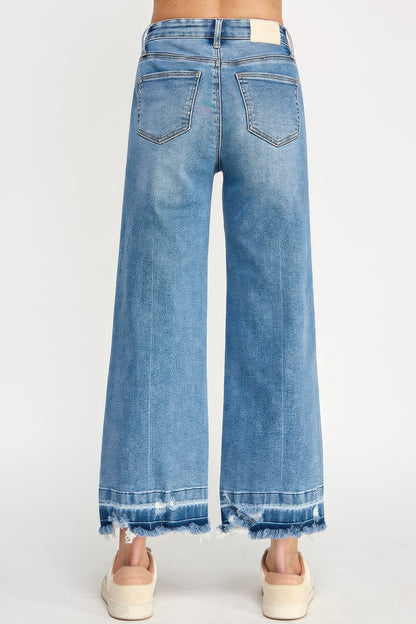 Tummy Control High Rise Crop Wide W/ Released Hem - All Season Fashion