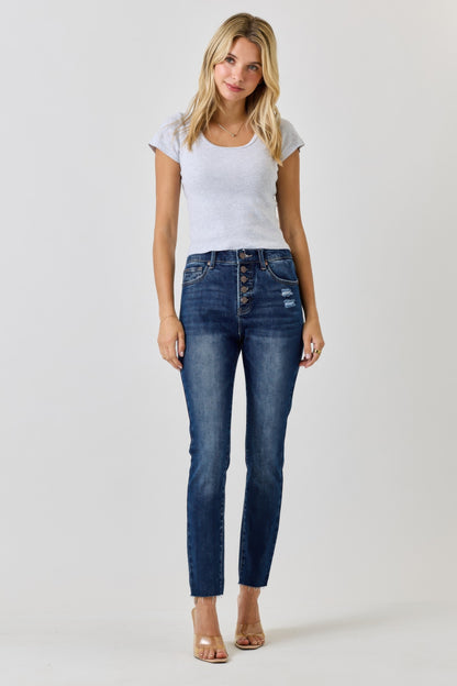 High Rise Ankle Skinny With Button Fly - All Season Fashion