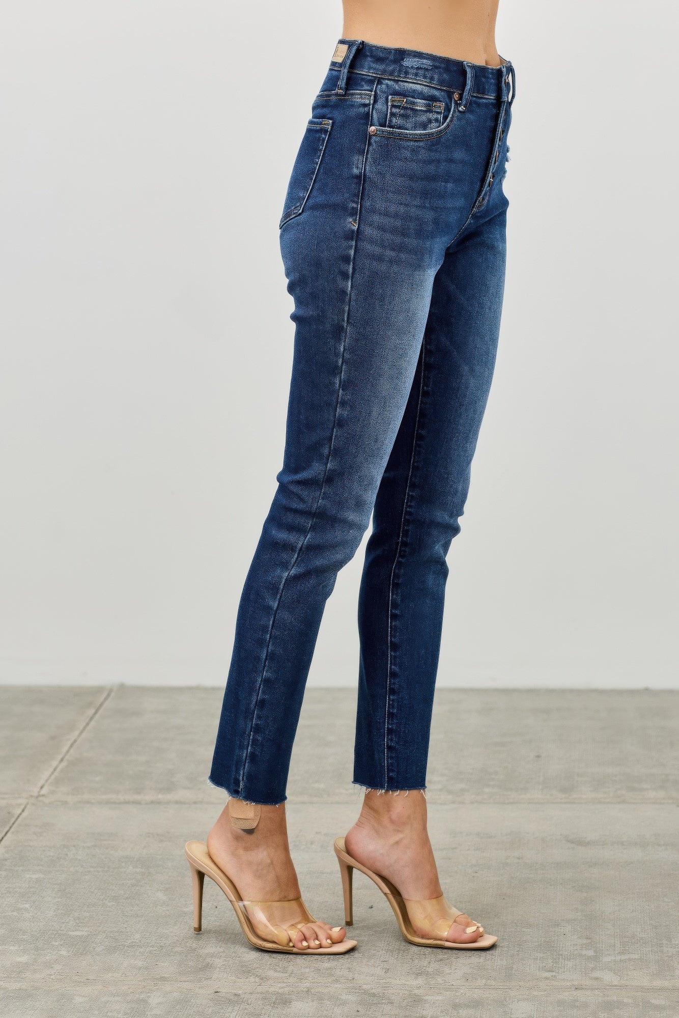 High Rise Ankle Skinny With Button Fly - All Season Fashion