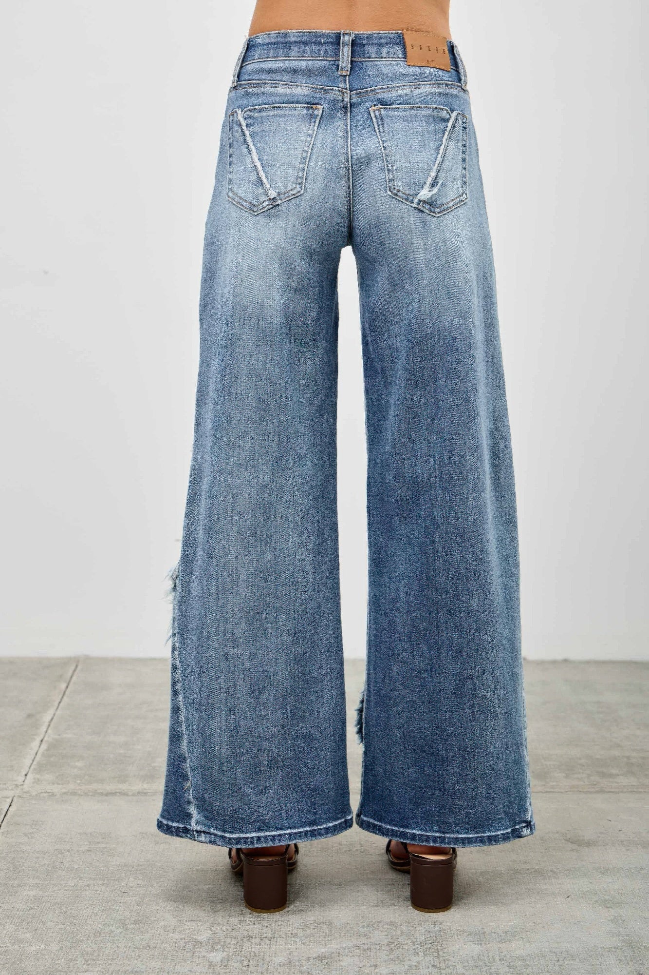 Mid Rise Wide Frayed Seam - All Season Fashion