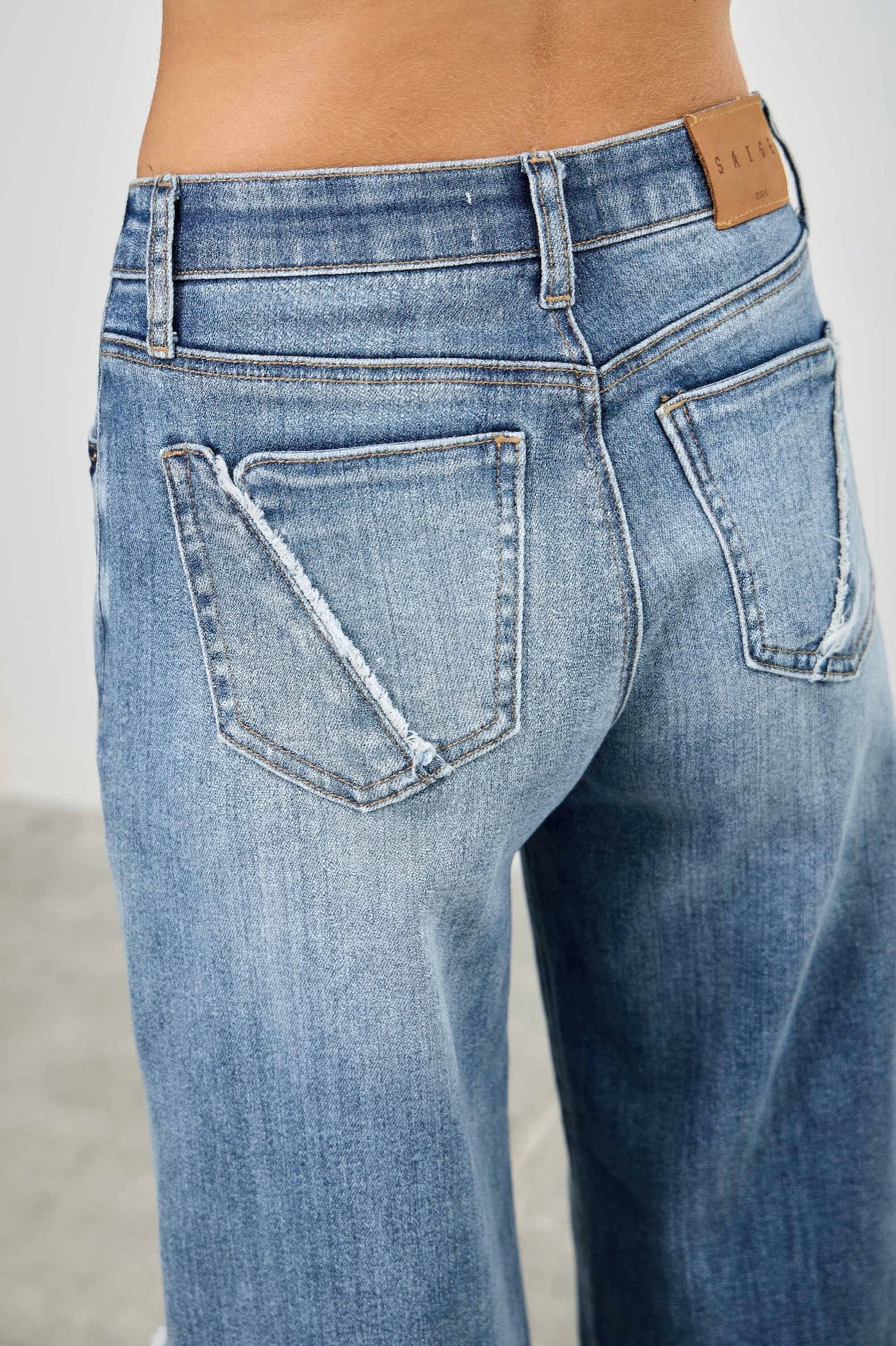 Mid Rise Wide Frayed Seam - All Season Fashion