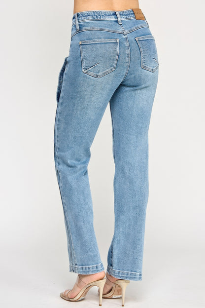 High Rise Dad Jean With Scallop Pocket - All Season Fashion