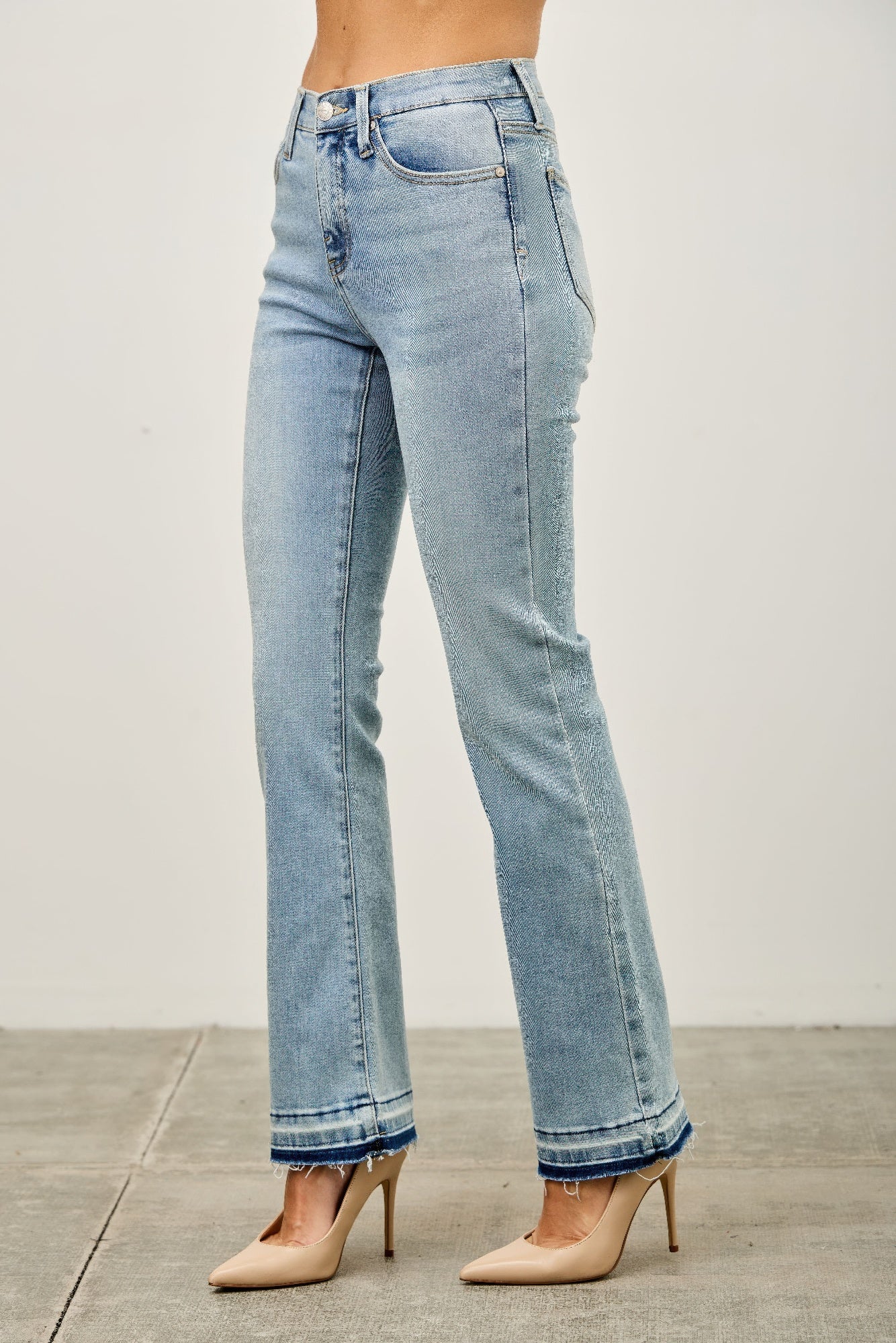 Mid Rise Flare With Released Hem - All Season Fashion