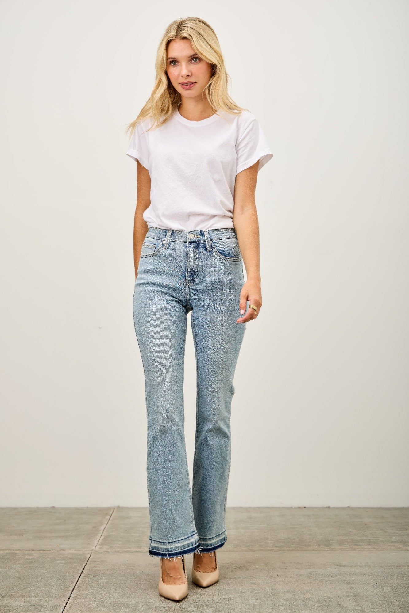 Mid Rise Flare With Released Hem - All Season Fashion