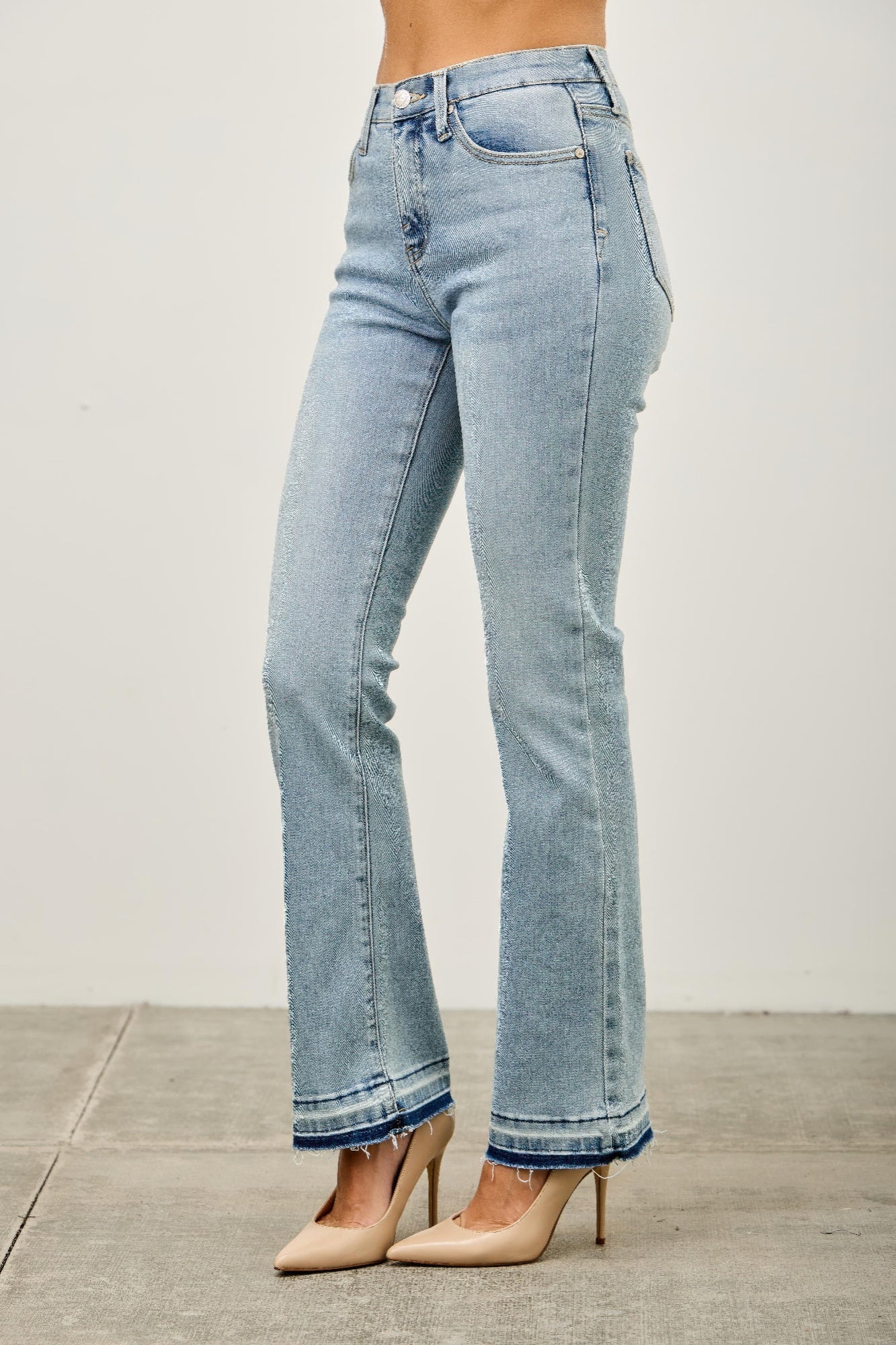 Mid Rise Flare With Released Hem - All Season Fashion