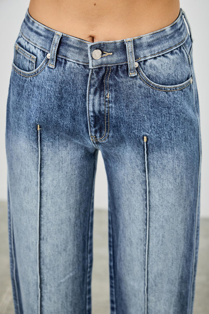 Mid Rise Straight With Pintuck - All Season Fashion