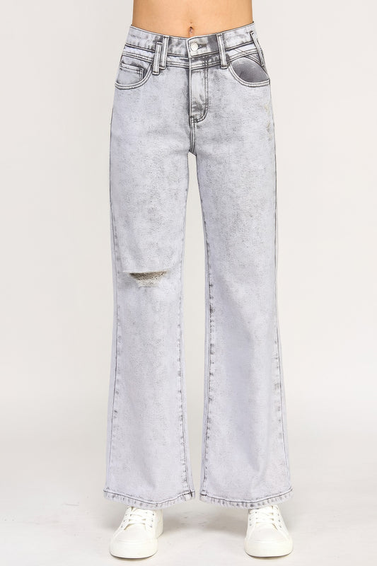 High Rise Wide Leg With Acid Grey - All Season Fashion
