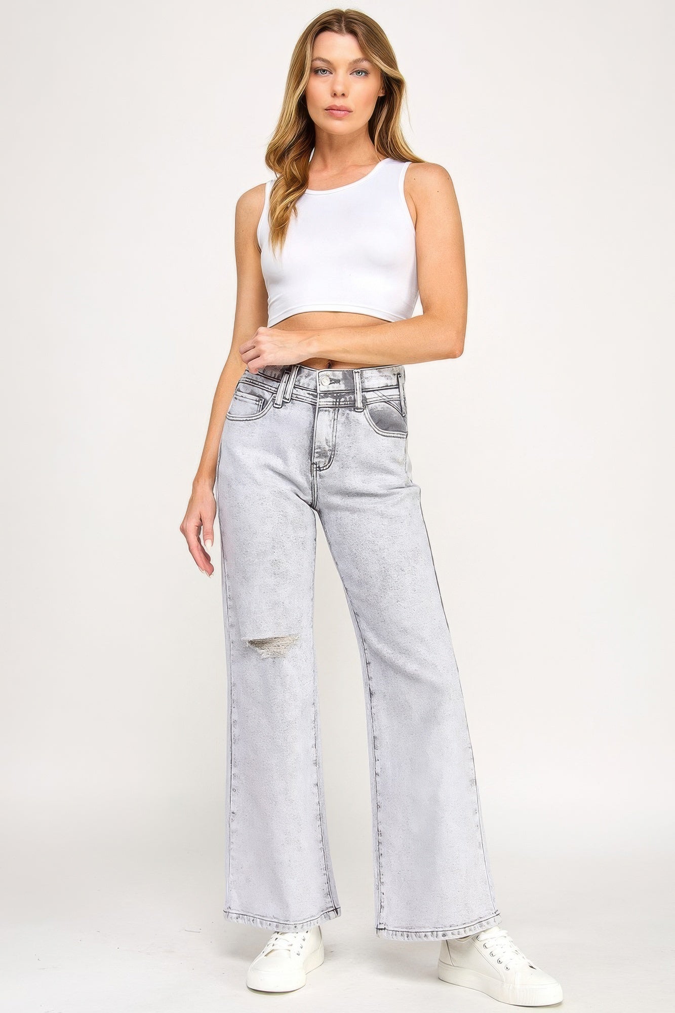 High Rise Wide Leg With Acid Grey - All Season Fashion
