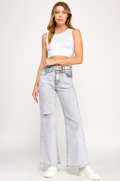 High Rise Wide Leg With Acid Grey - All Season Fashion