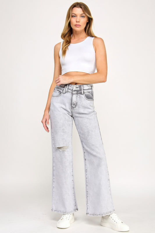 High Rise Wide Leg With Acid Grey - All Season Fashion