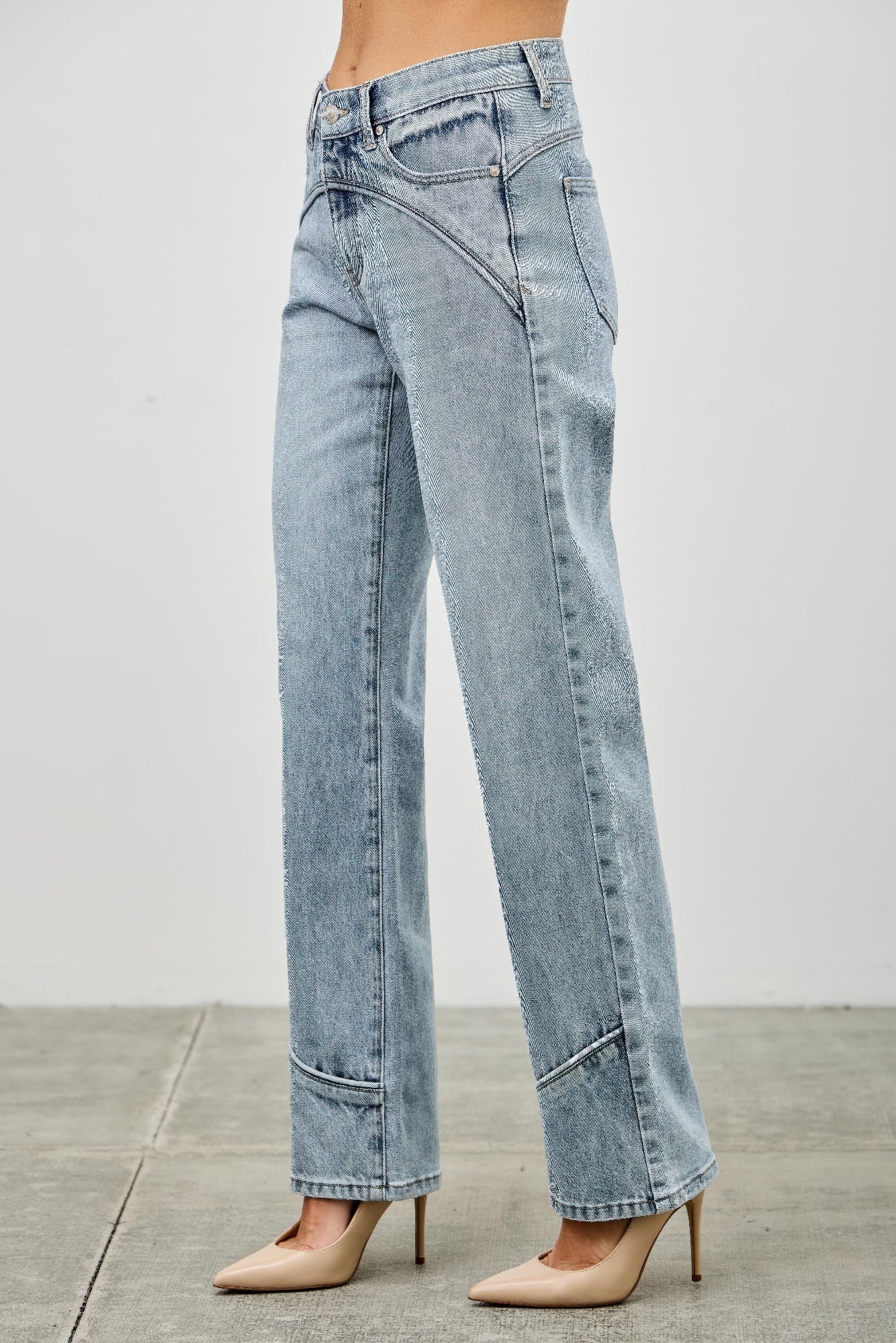 Mid Rise Straight With Piping - All Season Fashion