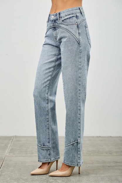 Mid Rise Straight With Piping - All Season Fashion