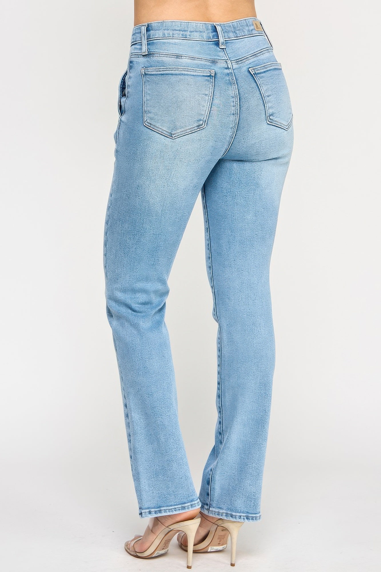 High Rise Straight With Button Pocket - All Season Fashion