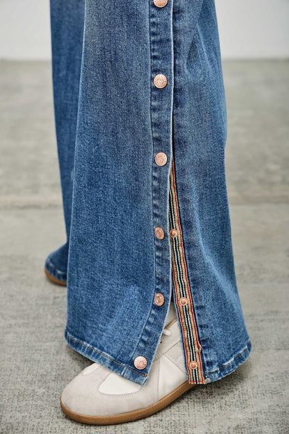 High Rise Wide Leg With Snap Buttons - All Season Fashion