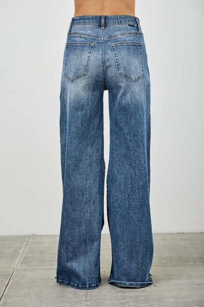 High Rise Wide Leg With Snap Buttons - All Season Fashion